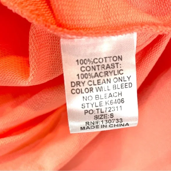 Umgee Floral Crochet Sleeve French Terry Shift Dress Coral Size Small - Picture 7 of 10